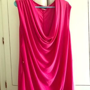 Polyester and spandex pink top